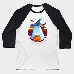 Spoopy Kawaii Halloween Ghost by Robert Phelps Baseball T-Shirt